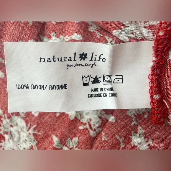 Natural Life Boho Red Ditsy Flower Sophia Wrap Maxi Dress Hippie Medium Prairie - Picture 10 of 13